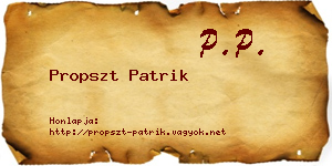 Propszt Patrik névjegykártya